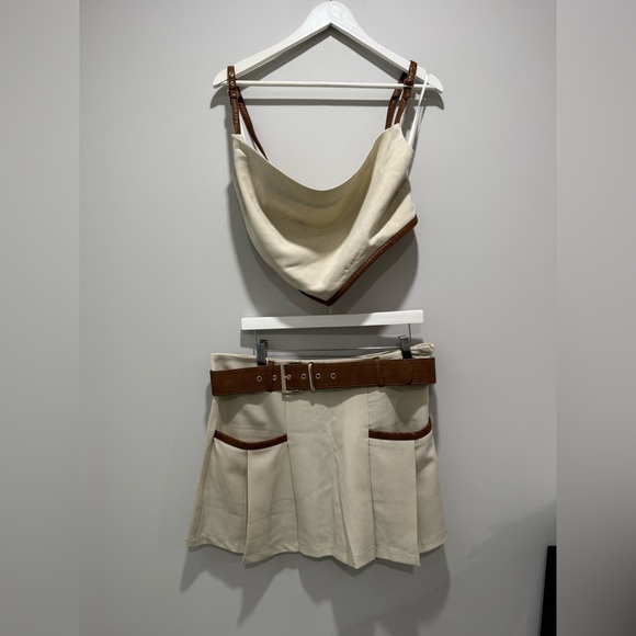 NEW Fashion Nova Luxe 2-Pce Cream and Brown Skirt Set Size XL NWOT - Picture 3 of 6